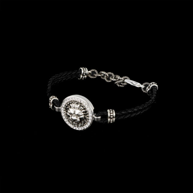 Bracciale Leone Cordino Pavé - immagine 4
