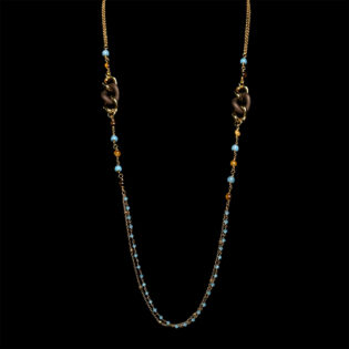 Collana fantasia 264 maglia gommata e pietre multicolor