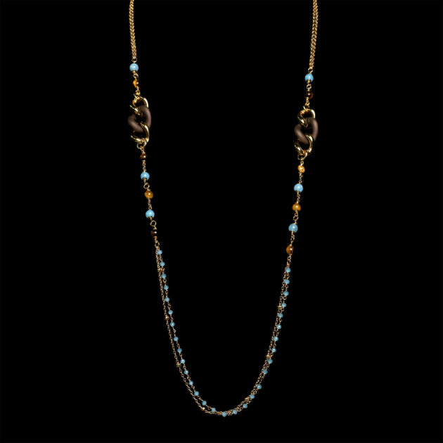 Collana fantasia 264 maglia gommata e pietre multicolor