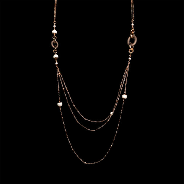 Collana fantasia 262 maglia gommata e perle bianche