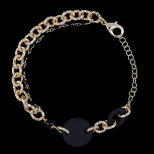 Bracciale fantasia 256 catena doppia con maglia gommata e pietre