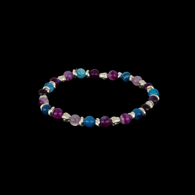 Bracciale occhio tigre blu cap giada ametista