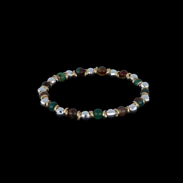 Bracciale giada marrone Agata verde floreale