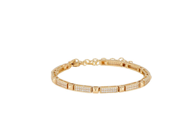 Bracciale Tennis Dorato Zirc. Bianchi Ag 925
