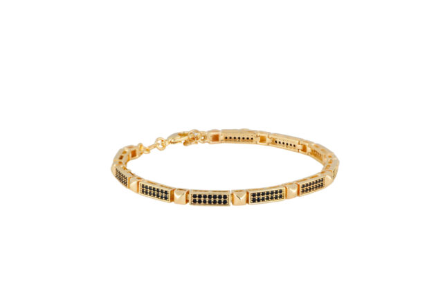 Bracciale Tennis Dorato Zirc. Neri Ag 925