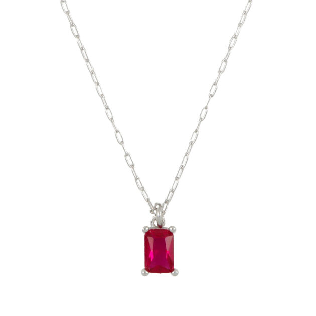 Collana Punto Luce Rettangolo Rubino AG 925
