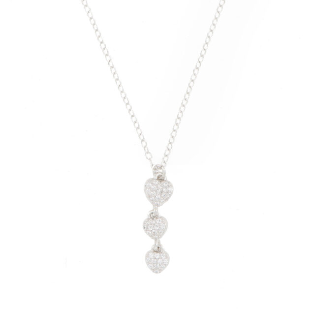 Collana Cuore 2 Zirc. Ag 925