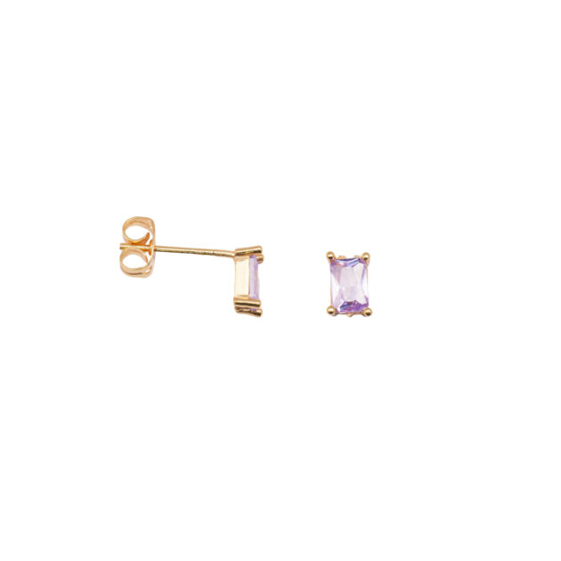 Orecchino Punto Luce Rettangolo Viola AG 925